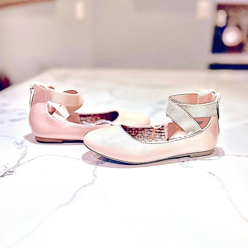 Daisy Fuentes Pink Esther Criss Cross Strap Ballet Flats, Little Girl’s Size 13